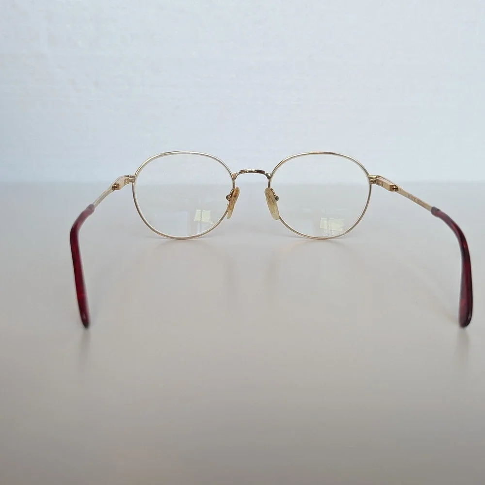 Liberty Gold Tone Frames Round Red Shiny‎ Filigree Glasses WY-15 FRAMES ONLY
